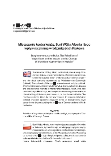 Mieszczanie kontra książę. Bunt W&oacute;jta Alberta i jego wpływ na zmianę władz miejskich Krakowa