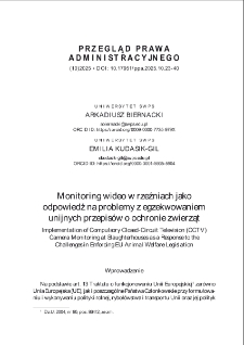 Monitoring wideo w rzeźniach jako odpowiedź na problemy z egzekwowaniem unijnych przepis&oacute;w o ochronie zwierząt