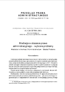 Mediacja w obszarze prawa administracyjnego &ndash; wybrane problemy