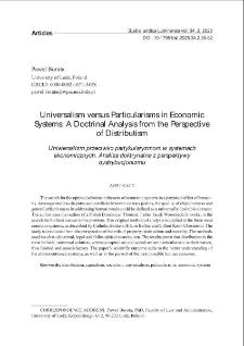 Universalism versus particularisms in economic systems: a doctrinal analysis from the perspective of distributism