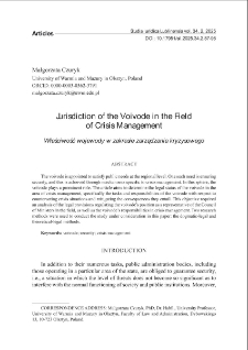 Jurisdiction of the voivode in the fieldof crisis management