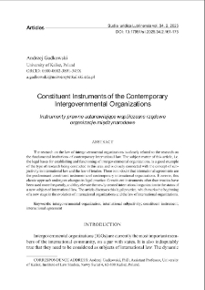 Constituent Instruments of the ContemporaryIntergovernmental Organizations