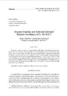 Emperor Hadrian and addicted soldiers? Notes in the margin of D. 49.16.6.7