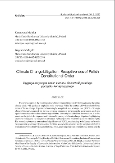 Climate change litigation: receptiveness of Polish constitutional order