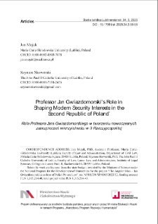 Professor Jan Gwiazdomorski&rsquo;s role in shaping modern security interests in the Second Republic of Poland