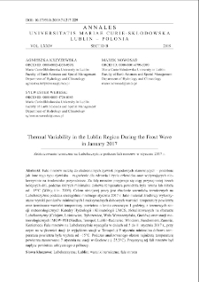 Thermal Variability in the Lublin Region During the Frost Wavein January 2017