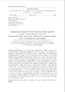 Zastosowanie narzędzi GIS do określenia lokalnej specyfiki procesu rozwoju obszar&oacute;w wiejskich.Studium aktywności społeczności lokalnych w programie odnowywsi w wojew&oacute;dztwie wielkopolskim