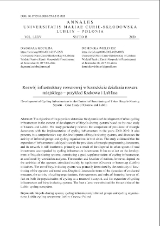 Rozw&oacute;j infrastruktury rowerowej w kontekście działania roweru miejskiego &ndash; przykład Krakowa i Lublina