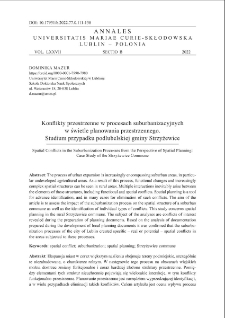 Konflikty przestrzenne w procesach suburbanizacyjnychw świetle planowania przestrzennego. Studium przypadku podlubelskiej gminy Strzyżewice