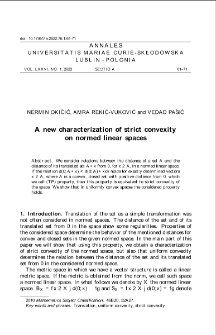 A new characterization of strict convexityon normed linear spaces