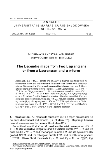 The Legendre maps from two Lagrangians or from a Lagrangian and a p-form