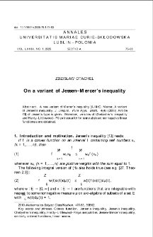 On a variant of Jessen &ndash; Mercer&rsquo;s inequality