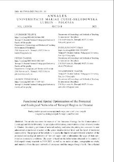 Functional and spatial optimization of the protected and ecological networks of Ternopil region in Ukraine