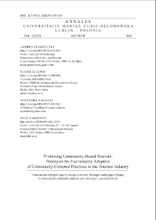 Promoting community-based tourism: strategies for encouraging adoption of community-centered practices in the tourism industry
