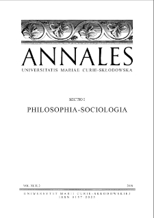 Annales Universitatis Mariae Curie-Skłodowska. Sectio I, Philosophia-Sociologia. Vol. . Spis treści43 (2018), 2