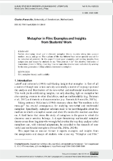 Metaphor in film : examples and insightsfrom students &rsquo; work