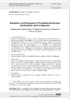 Metaphern und Metonymien in Phrasemkonstruktionendes Deutschen als Fremdsprache
