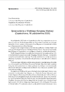 Sprawozdanie z Wielkiego Kongresu Mediacji (Częstochowa, 16 października 2025)