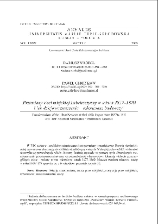 Przemiany sieci miejskiej Lubelszczyzny w latach 1827&ndash;1870 i ich dziejowe znaczenie &ndash; rekonesans badawczy