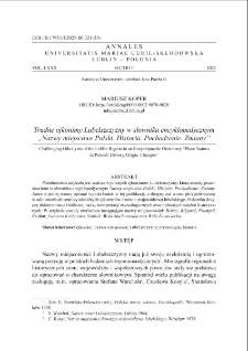Trudne ojkonimy Lubelszczyzny w słowniku encyklopedycznym &bdquo; Nazwy miejscowe Polski. Historia. Pochodzenie. Zmiany&rdquo;