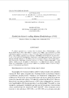 Dydaktyka historii według Adama Kłodzińskiego (1918)