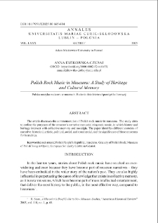 Polish rock music in museums: a study of heritage and cultural memory