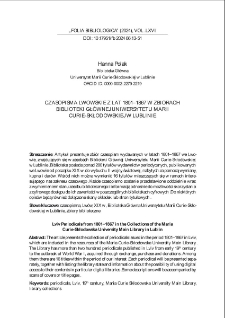 Czasopisma lwowskie z lat 1801-1867 w zbiorach Biblioteki Gł&oacute;wnej Uniwersytetu Marii Curie-Skłodowskiej w Lublinie