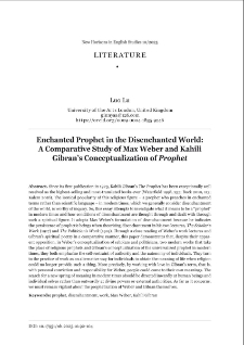 Enchanted prophet in the disenchanted world: a comparative study of Max Weber and Kahili Gibran&rsquo;s conceptualization of Prophet