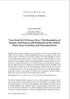 &lsquo;Your kind ain&rsquo;t welcome here&rsquo;: the boundaries of human, post-human and subhuman in the Fallout video game franchise and television series