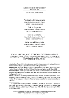 Social, spatial, and economic determinants of domestic violence. the case of the wielkopolskie voivodeship (Poland)