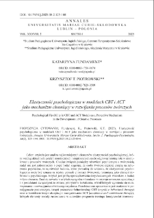 Elastyczność psychologiczna w modelach CBT i ACT jako mechanizm chroniący w rozwijaniu proces&oacute;w tw&oacute;rczych