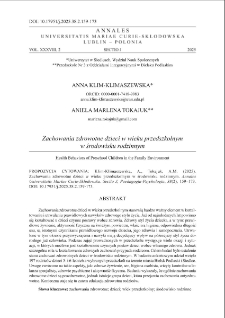 Zachowania zdrowotne dzieci w wieku przedszkolnym w środowisku rodzinnym