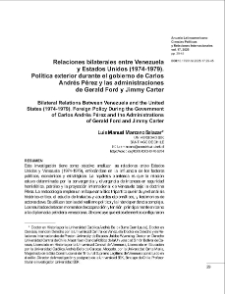 Relaciones bilaterales entre Venezuela y Estados Unidos (1974-1979). Pol&iacute;tica exterior durante el gobierno de Carlos Andr&eacute;s P&eacute;rez y las administraciones de Gerald Ford y Jimmy Carter