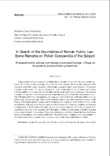 In search of the boundaries of Roman public law: some remarks on Polish compendia of the subject