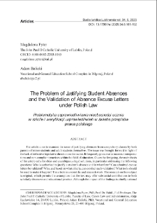 The problem of justifying student absencesand the validation of absence excuse letters under polish law