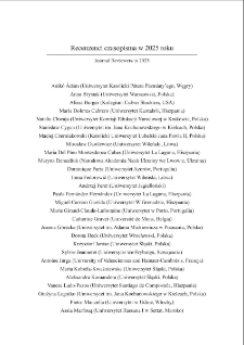 Annales Universitatis Mariae Curie-Skłodowska. Sectio FF, Philologiae Vol. 43 (2025), 2 Recenzenci czasopisma w 2025 roku