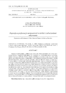 Depresja a preferencje metawartości u kobiet z zaburzeniami odżywiania