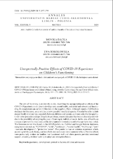 Unexpectedly positive effects of COVID-19 experienceon children&rsquo;s functioning