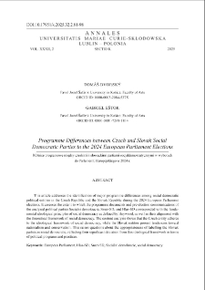Programme differences between czech and slovak social democratic parties in the 2024 European Parliament elections