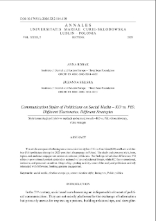 Communication styles of politicians on social media &ndash; KO vs. PiS: different electorates, different strategies