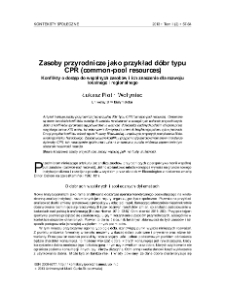Zasoby przyrodnicze jako przykład d&oacute;br typu CPR (common-pool resources)