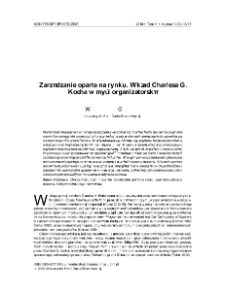 Zarządzanie oparte na rynku. Wkład Charlesa G. Kocha w myśl organizatorską