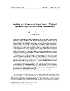 Ludwig von Mises jako filozof nauki. W stronę epistemologicznych podstaw prakseologii