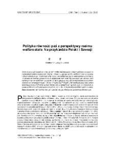 Polityka r&oacute;wności z perspektywy reżimu welfare state. Na przykładzie Polski i Szwecji
