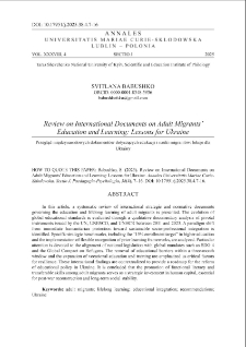 Review on International Documents on Adult Migrants&rsquo; Education and Learning: Lessons for Ukraine
