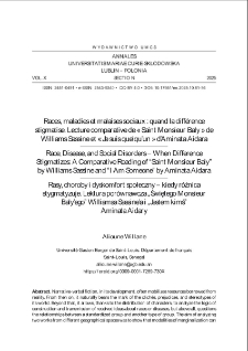 Races, maladies et malaises sociaux : quand la diff&eacute;rence stigmatise. Lecture comparative de &laquo; Saint Monsieur Baly &raquo; de Williams Sassine et &laquo; Je suis quelqu&rsquo;un &raquo; d&rsquo; Aminata Aidara