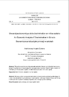 Une analyse &eacute;conomique de la discrimination en milieu scolaire