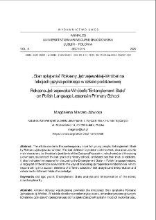 &bdquo;Stan splątania&rdquo; Roksany Jędrzejewskiej- Wr&oacute;bel nalekcjach języka polskiego w szkole podstawowej