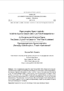 Figure exog&egrave;ne, figure marginale : le (st&eacute;r&eacute;o-) type du Gascon dans &laquo; Les Trois Mousquetaires &raquo;