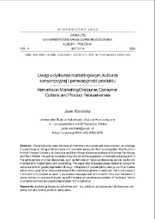 Uwagi o dyskursie marketingowym, kulturze konsumpcyjnej i perswazyjności produktu